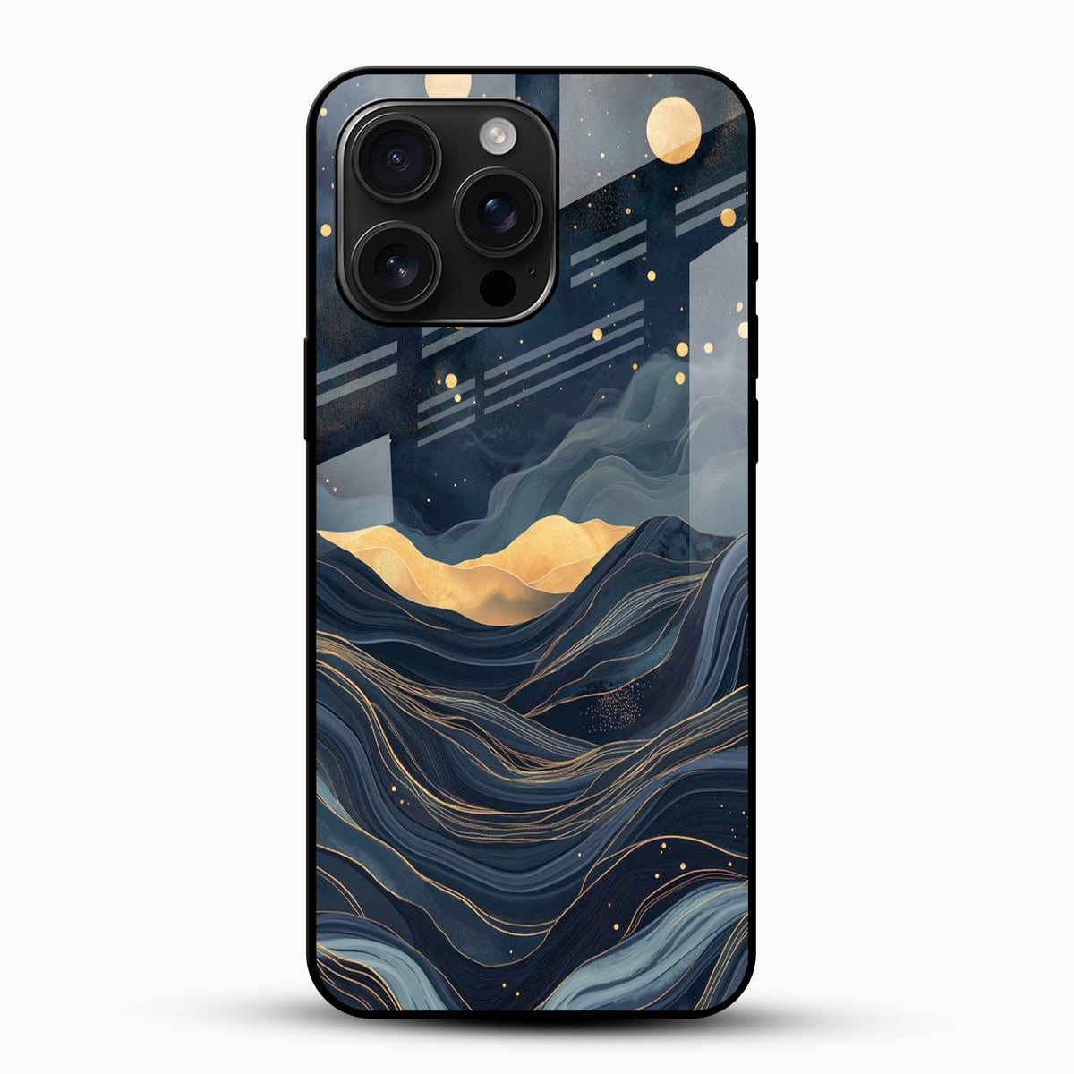 Midnight Gold Abstract Glass Case | Luxury Mobile Cover for iPhone ...