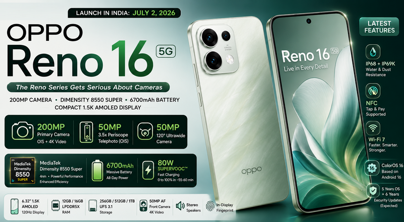 OPPO Reno 16 5G: Specs, Price & India Launch Date (2026)