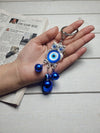 Evil Eye Owl Bell Keychain – Blue Nazar Protection Charm - Cover Stall