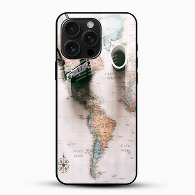 Vintage World Map Glass Mobile Case – Travel Aesthetic