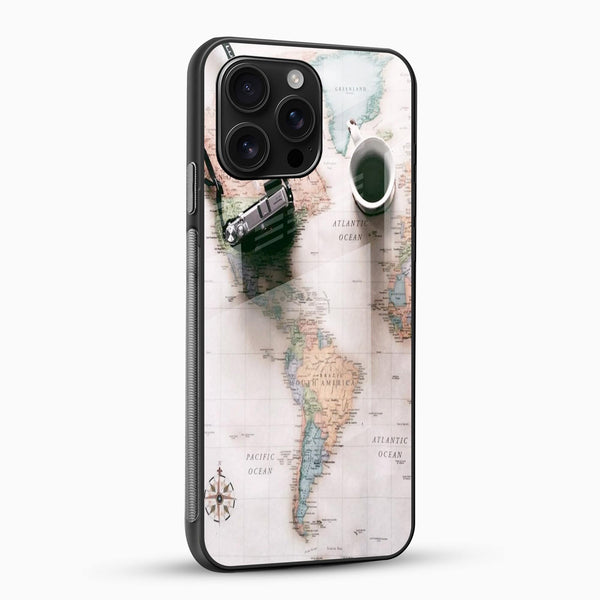 Vintage World Map Glass Mobile Case – Travel Aesthetic - Cover Stall