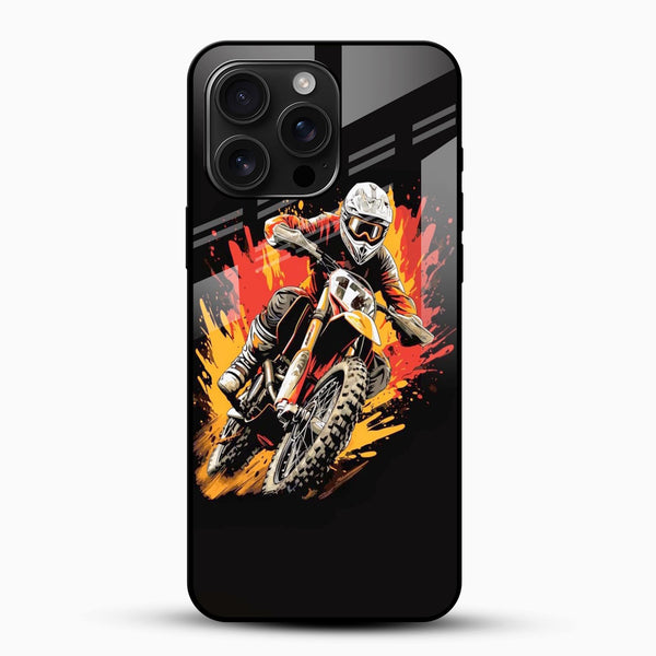 Extreme Sports Biker Glass Mobile Case – Dirt Bike Action - Cover Stall