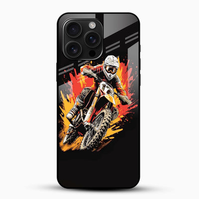 Extreme Sports Biker Glass Mobile Case – Dirt Bike Action