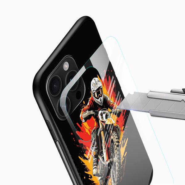 Extreme Sports Biker Glass Mobile Case – Dirt Bike Action - Cover Stall