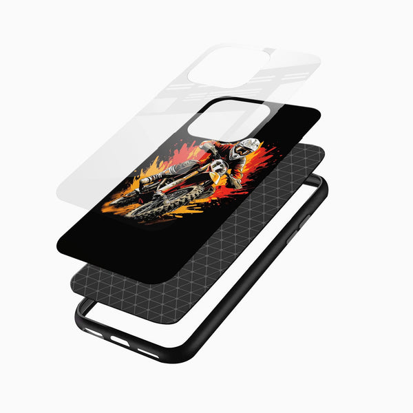 Extreme Sports Biker Glass Mobile Case – Dirt Bike Action - Cover Stall
