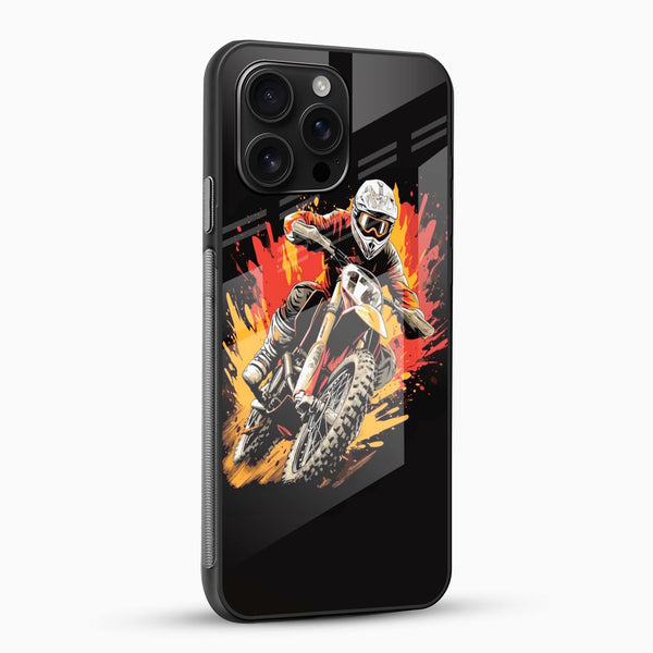 Extreme Sports Biker Glass Mobile Case – Dirt Bike Action - Cover Stall