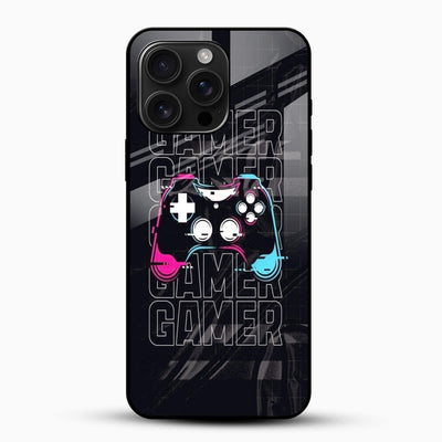 Gamer Neon Controller Glass Mobile Cover – Gaming Aesthetic Design