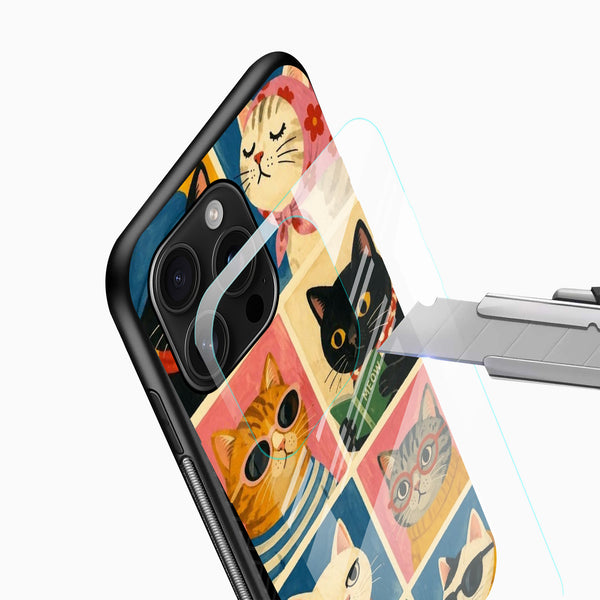 Colorful cartoon cats themed mobile phone cover
