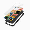 Playful cat artwork glass mobile case with cute character designs