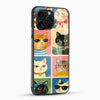 Adorable cat characters printed on premium glass mobile cover