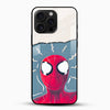 Spider-Man cartoon glass mobile cover with red and blue artwork