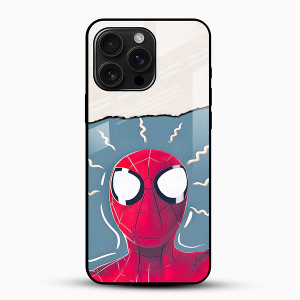 Spider-Man cartoon glass mobile cover with red and blue artwork