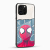 Cute Spider-Man face printed on premium glass mobile cover