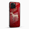 Deer silhouette printed on premium red glass mobile cover
