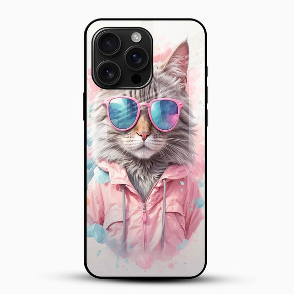 Cool Cat Glass Mobile Case – Fun & Trendy Aesthetic Design - Cover Stall