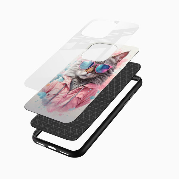 Cool Cat Glass Mobile Case – Fun & Trendy Aesthetic Design - Cover Stall