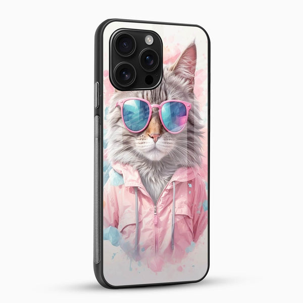 Cool Cat Glass Mobile Case – Fun & Trendy Aesthetic Design - Cover Stall