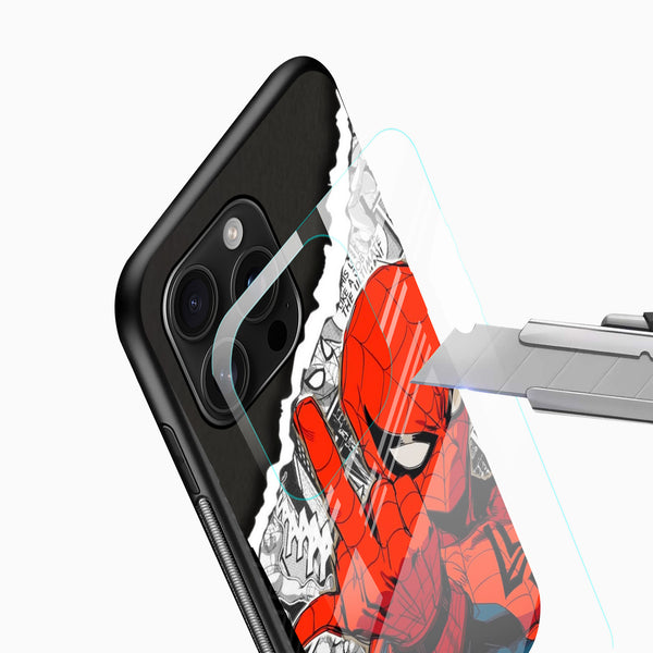 Spider-Man superhero pose mobile phone case with comic background