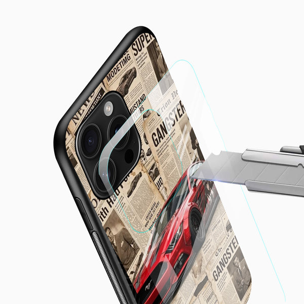 Mustang car themed vintage newspaper mobile phone case