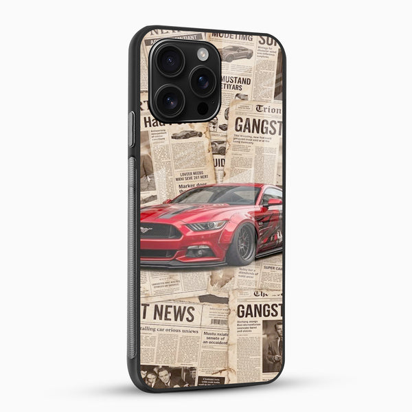 Red sports car artwork on premium glass mobile cover