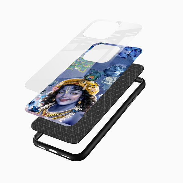 Beautiful Krishna devotional glass mobile cover