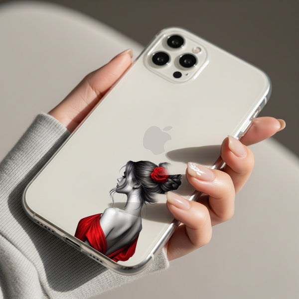 Red Rose Lady Silicon Mobile Case - Cover Stall
