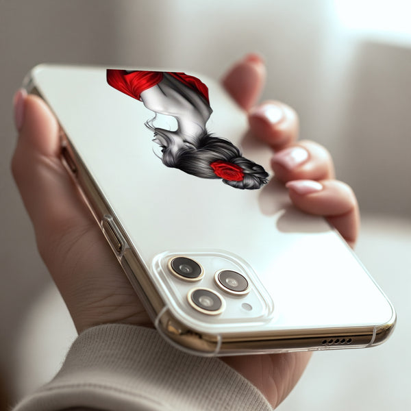 Red Rose Lady Silicon Mobile Case - Cover Stall