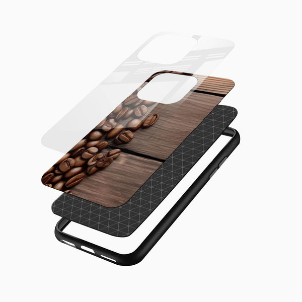 Coffee Beans Glass Back Cover – Rustic Café Aesthetic Design - Cover Stall