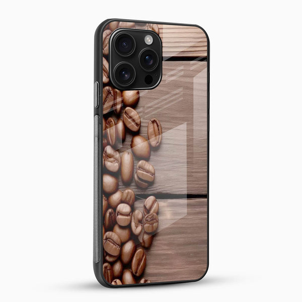 Coffee Beans Glass Back Cover – Rustic Café Aesthetic Design - Cover Stall