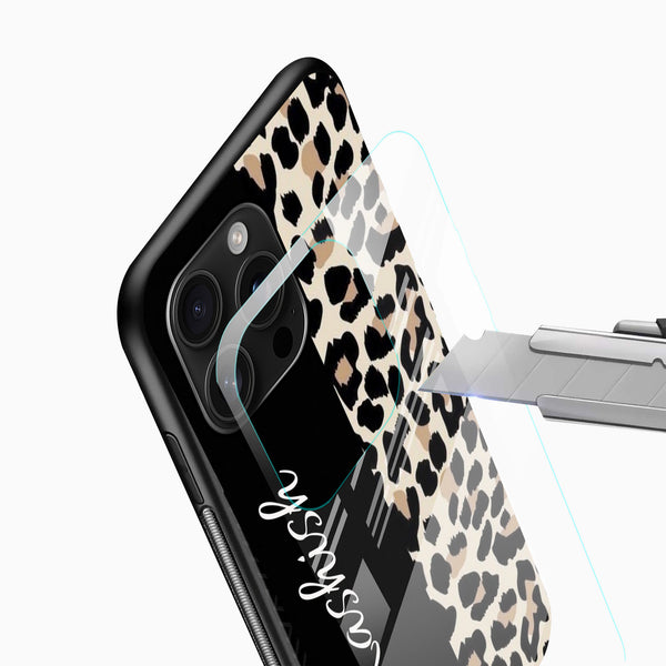 Custom name tempered glass phone case with elegant script lettering