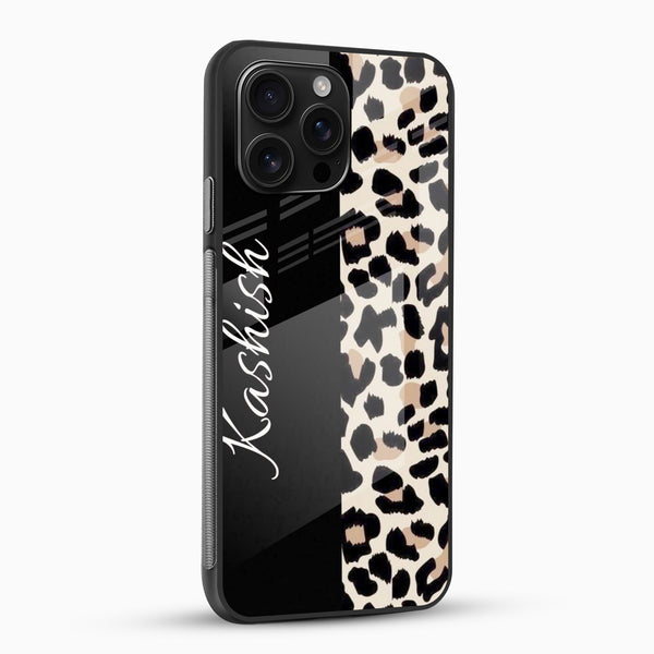 Personalized name mobile cover with stylish leopard print design