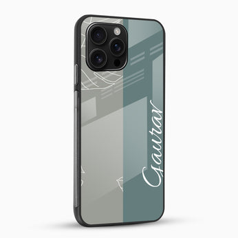 Minimalist Sage Green Design - Customized Name Glass Mobile Cover