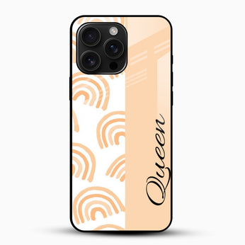 Peach Rainbow Aesthetic Design – Customized Name Glass Mobile Cover