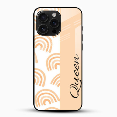 Peach Rainbow Aesthetic Design – Customized Name Glass Mobile Cover