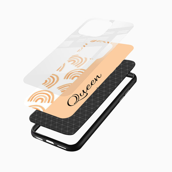 Aesthetic peach personalized mobile cover with rainbow artwork