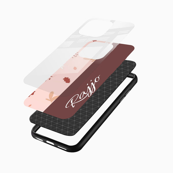 Floral pattern customized name glass phone case