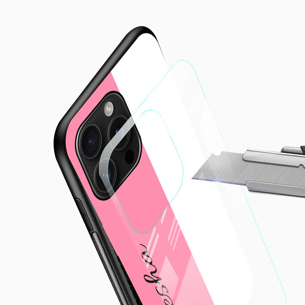 Minimalist two-tone customized name glass phone case