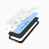 Aesthetic sky blue personalized mobile cover with white floral accents