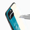 Teal Blue & Cream Minimal Design - Customized Name Glass Mobile Cover