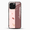 Customized name glass mobile cover with blush pink floral design