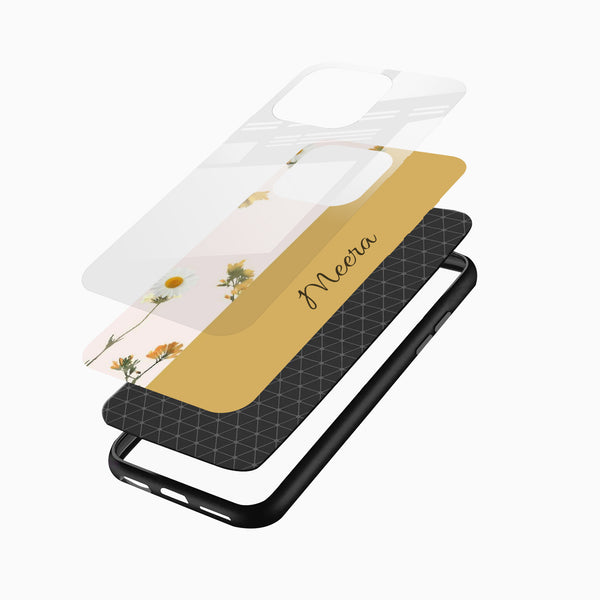 Elegant personalized phone case with a soft ivory and golden beige design