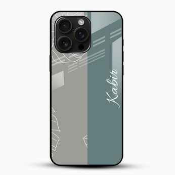 Sage Green Minimalist Design - Customized Name Glass Mobile Cover