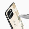 Elegant cream glass mobile cover with custom name printing
