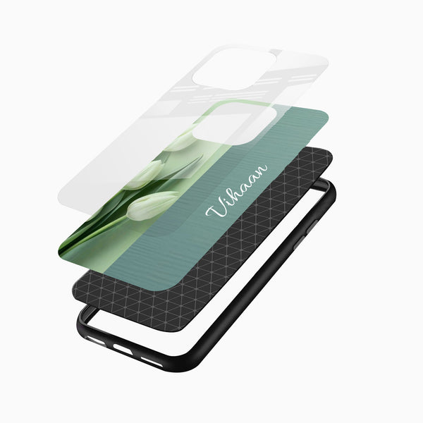 Elegant personalized floral mobile cover with white tulip artwork