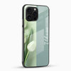 Personalized phone case with white tulips and green leaves