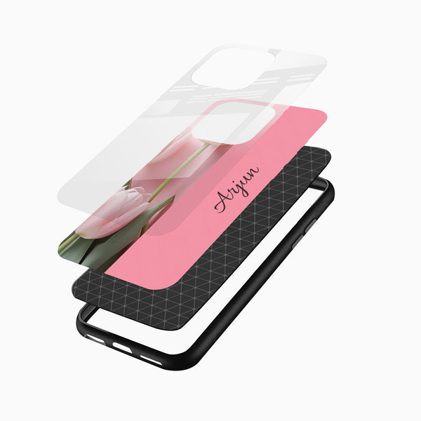 Elegant personalized floral mobile cover with pink tulip artwork