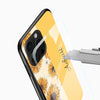 Yellow glass mobile cover with custom name printing