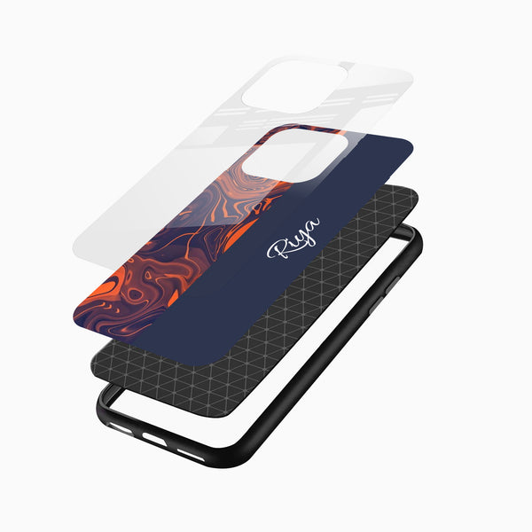 Artistic personalized mobile cover with orange marble swirls