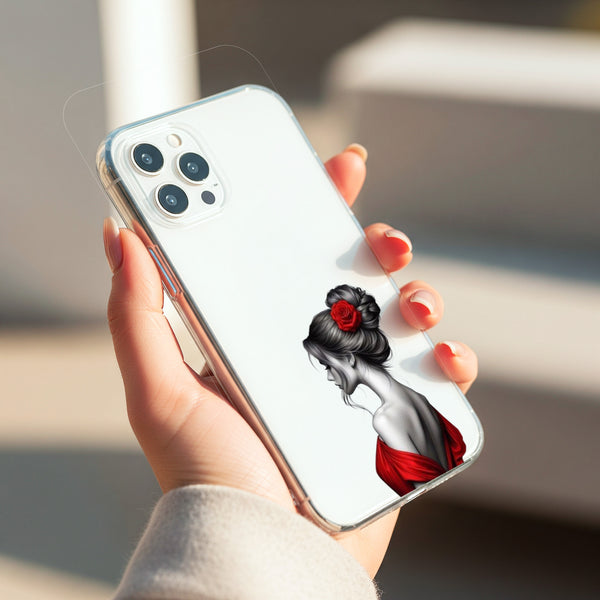 Red Rose Lady Silicon Mobile Case - Cover Stall