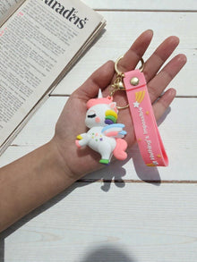 Cute Unicorn Silicone Keychain - Pastel Cartoon Bag Charm
